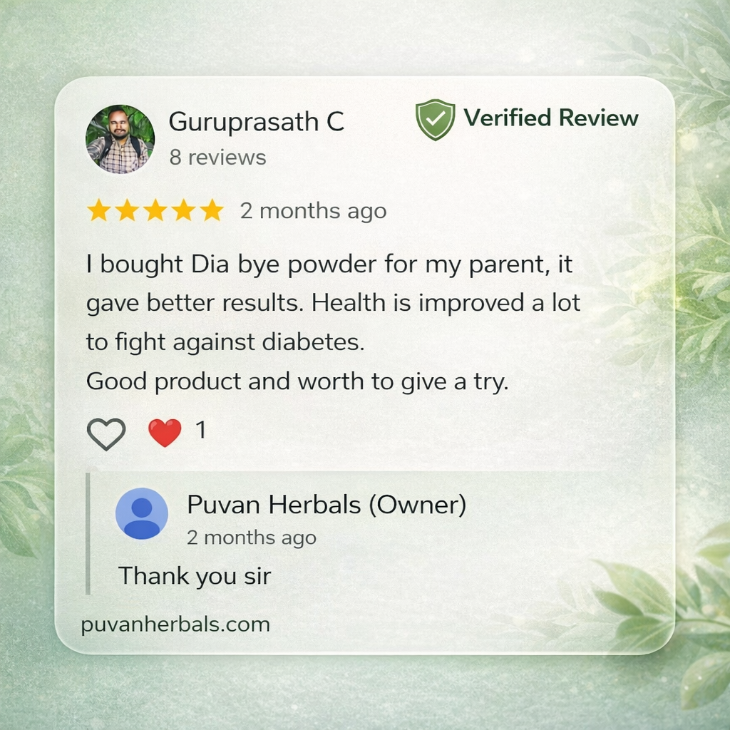 Verified customer review of Diabye Powder by Puvanherbals for natural diabetes support